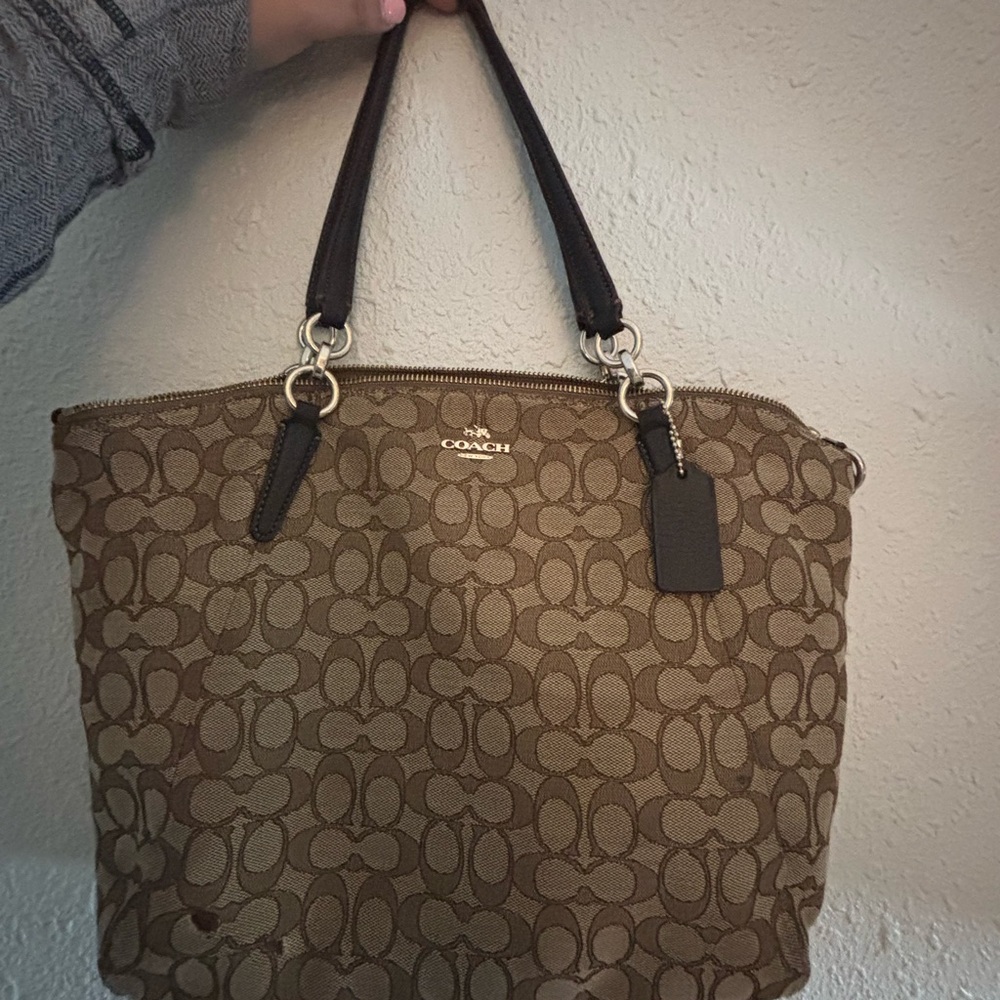 Vintage Coach Tan and Brown Signature Tote